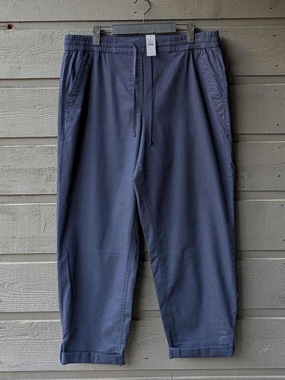 NWT Talbots Navy Blue Drawstring Waist Stretch Cotton Tencel Lyocell Pants Large